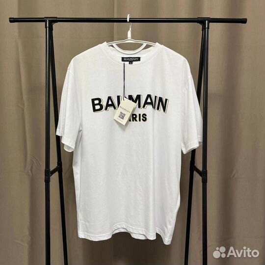 Футболка Balmain белая M, L, XL, XXL