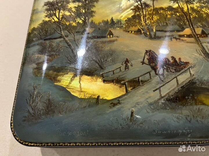 Винтажная шкатулка «Зимнее утро» Федоскино