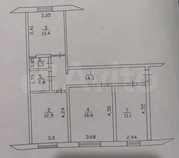 3-к. квартира, 69,2 м², 1/9 эт.