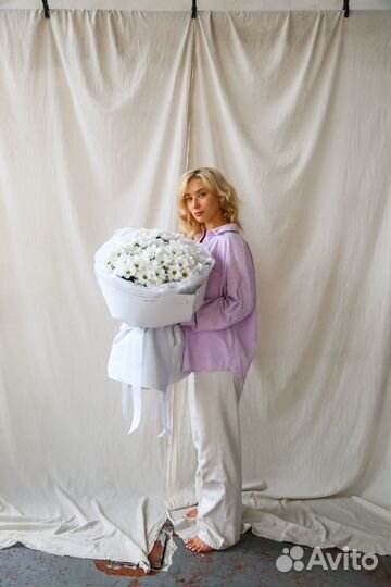 Облако из стойких хризантем 25 шт. Доставка