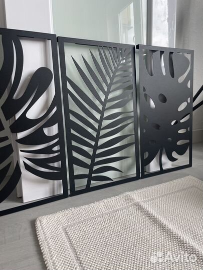Панно листья икеа лофт из металла
