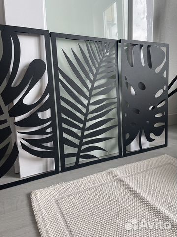 Панно листья икеа лофт из металла