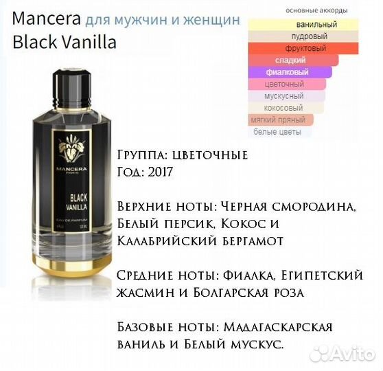 Mancera Black Vanilla, духи выс конц 5 мл спрей