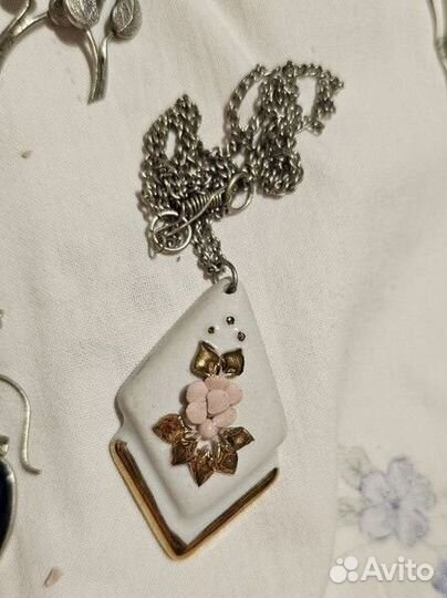 Винтажные украшения СССР серебро фарфор