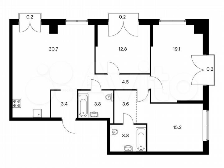 3-к. квартира, 97,5 м², 6/12 эт.