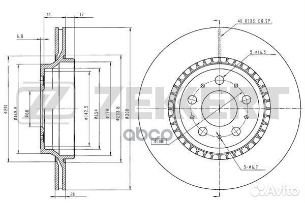 Диск торм. зад. Volvo XC90 02- bs-5303 Zekkert