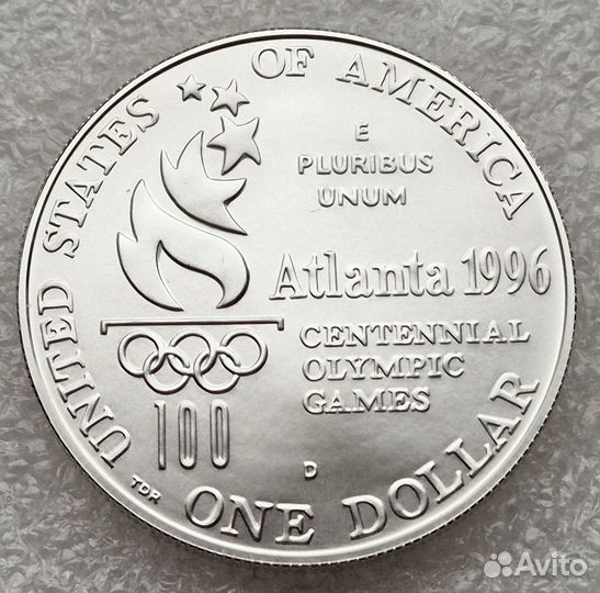 1 доллар США 1996 Олимпиада Атланта Гребля серебро