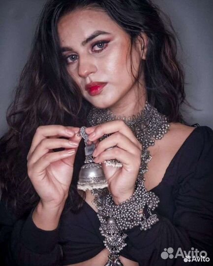 Огромные серьги Джумки колокольчики этно ретро ом