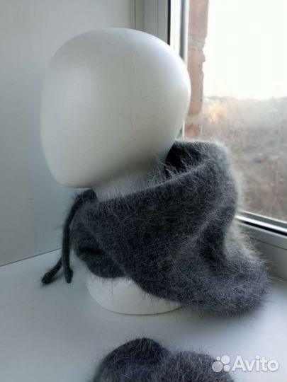 Тёплый пушистик, варежки и капор(ангора)