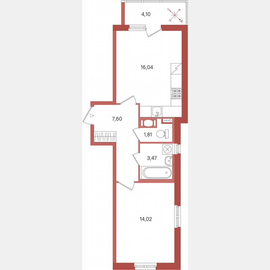 1-к. квартира, 45 м², 3/11 эт.