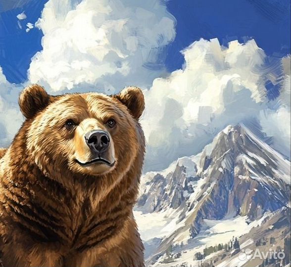 Современная картина Качество Люкс Медведь на горе