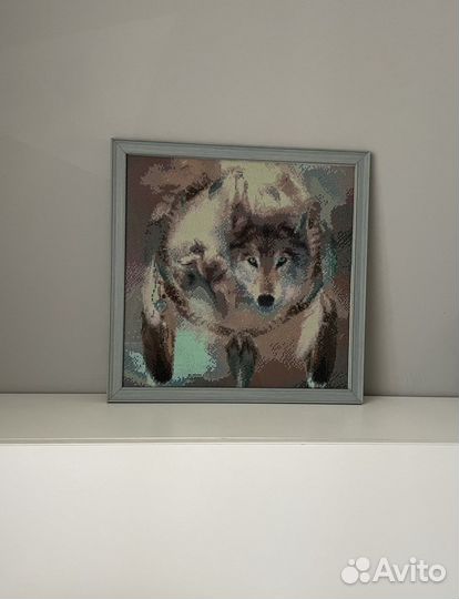 Готовая картина алмазная мозаика волк