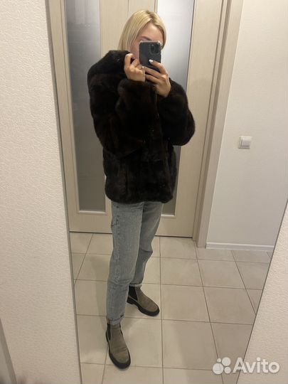 Норковая шуба с капюшоном автоледи
