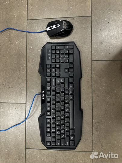 Игровая клавиатура и мышь с ковриком defender