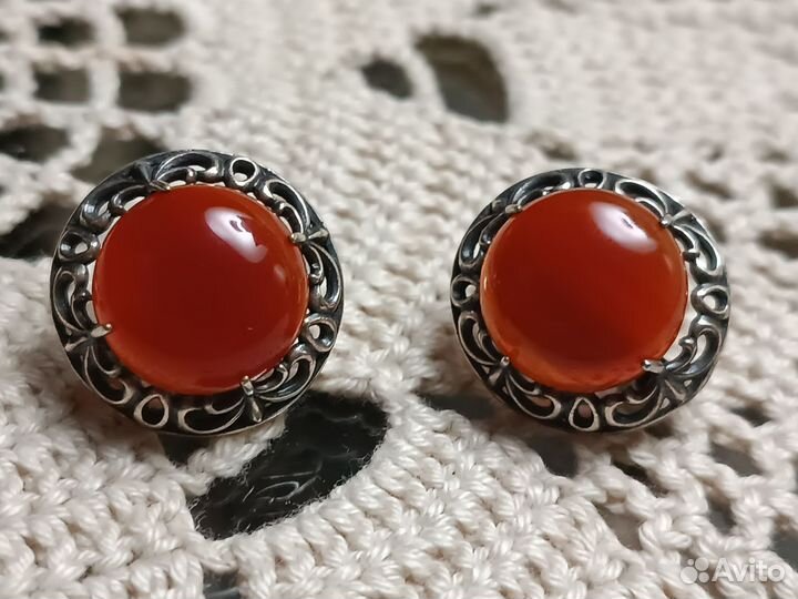 Серьги с сердоликом
