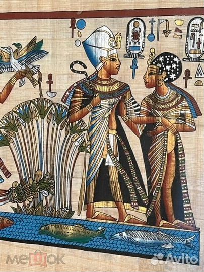 Картины на папирусе. Египетские мотивы. В рамке по