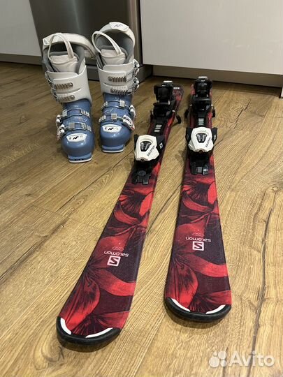 Горные лыжи детские salomon 100 см с креплениями