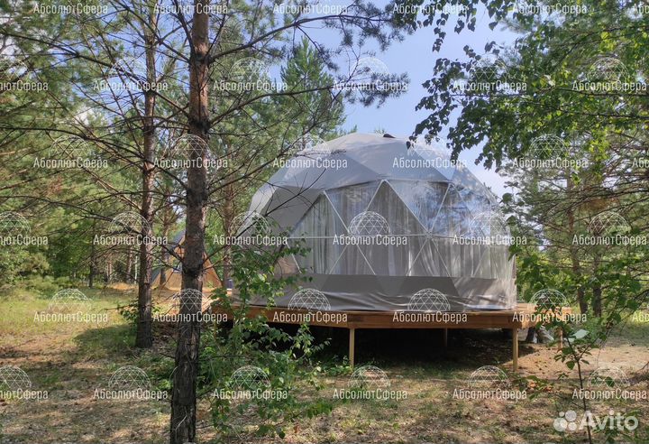 Летний геокупол для глэмпинга. Сферический шатерD5
