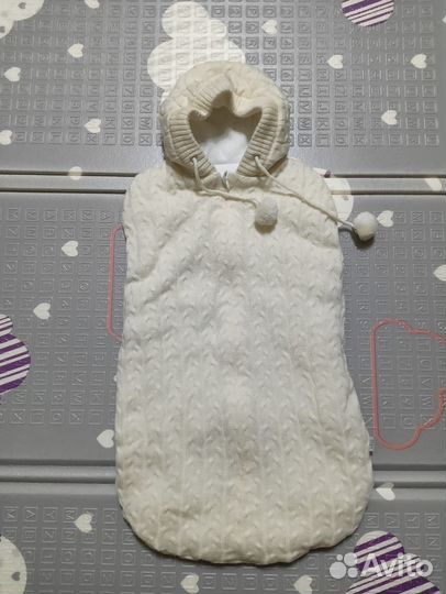 Конверт вязаный утепленный демисезонный в коляску