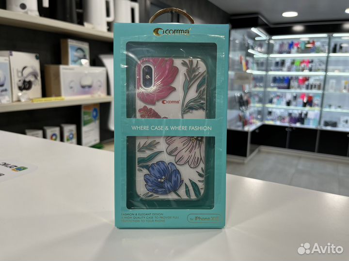 Чехол силиконовый Comma Цветы для iPhone X/Xs Розо
