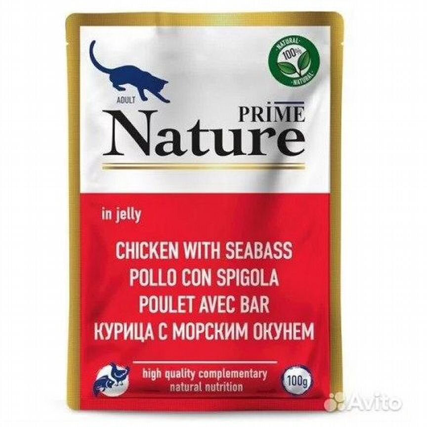 Корм 100г Prime Nature курица с морским окунем