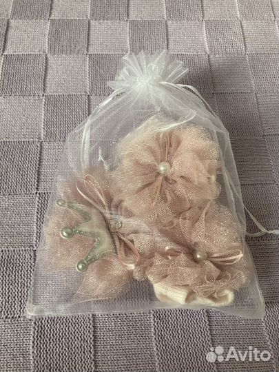 Носочки и повязка с бантиком для новорожденных