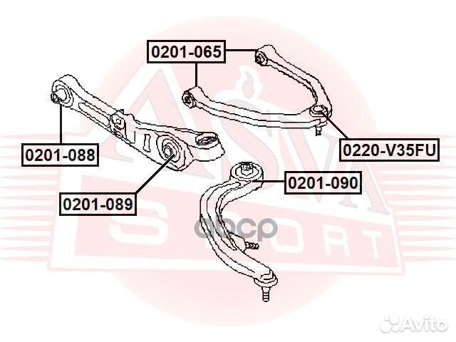 Сайлентблок переднего кривого рычага 0201090 asva
