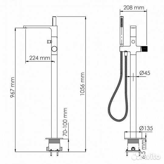 Смеситель для ванны wasserkraft Tauber 6421 никель