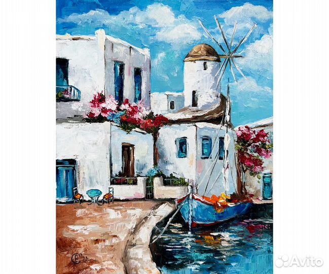 Картина маслом с морем Картина Средиземноморье