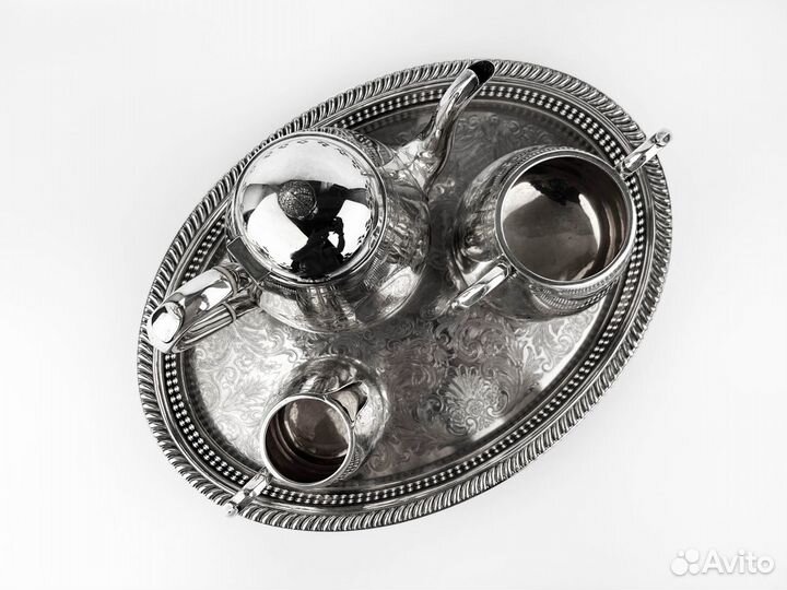 Чайное трио, Англия, серебрение, 1860 гг