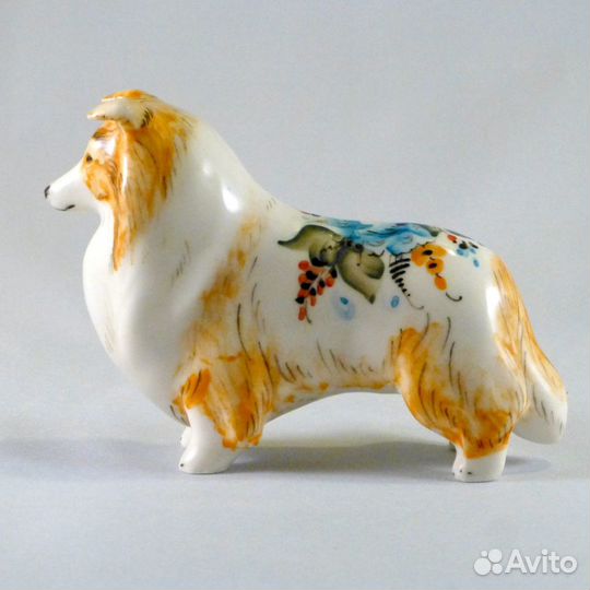 Шелти статуэтка из фарфора Гжель