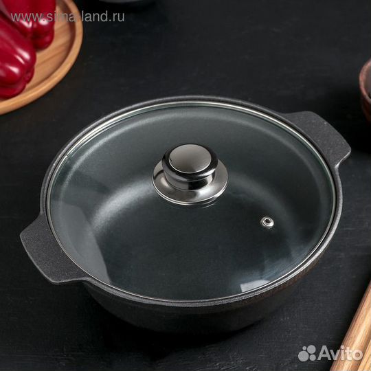 Жаровня чугунная «Биргер», 1,5 л, d24 см, стеклянн