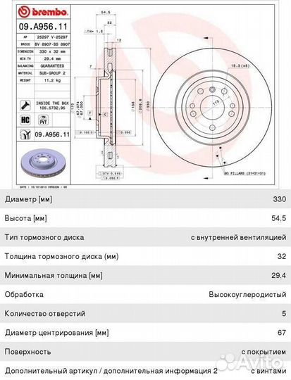 Диск тормозной mercedes ML (W166) передний вентили