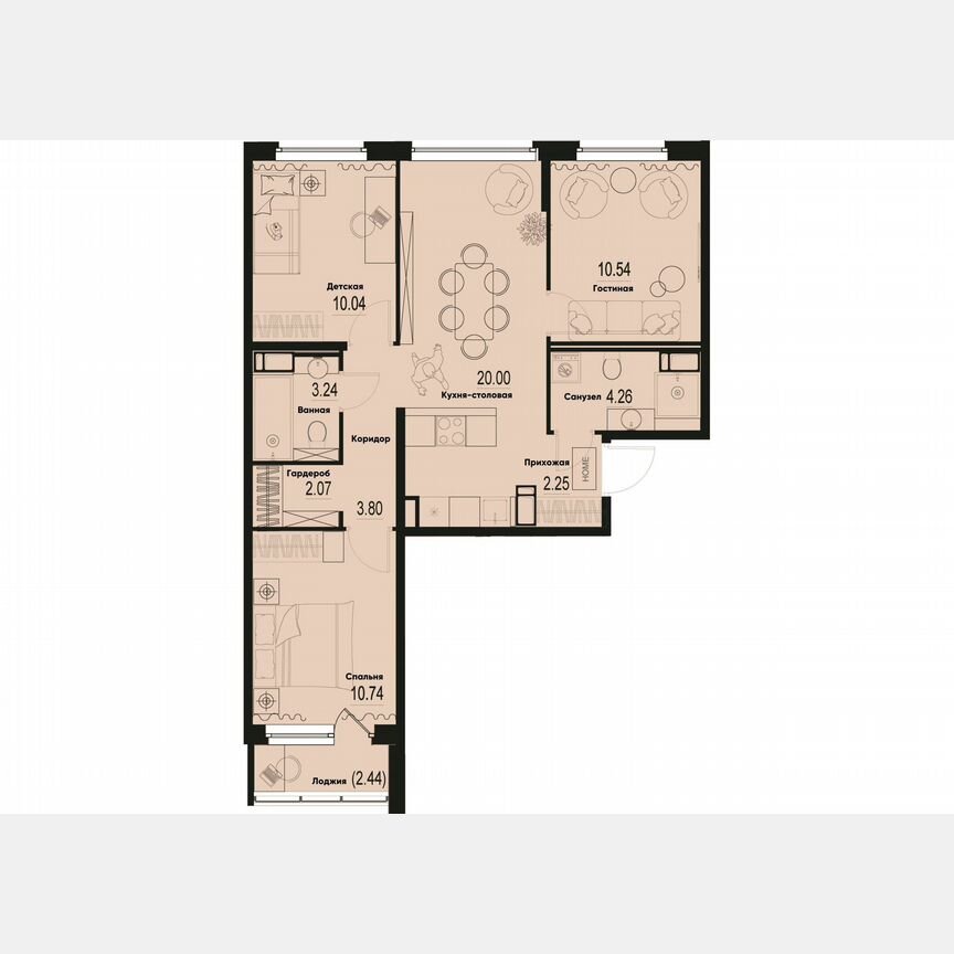 3-к. квартира, 68,2 м², 2/12 эт.