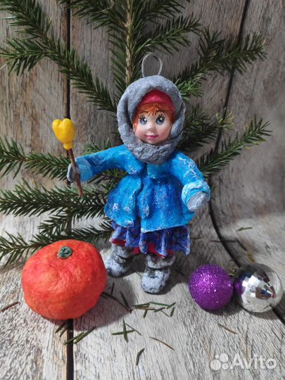 Новогодняя игрушка на ёлку, из ваты