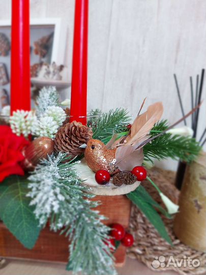 Новогодняя композиция-подсвечник