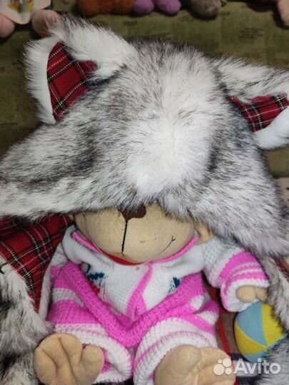 Прикольная шапка. Волчонок хаски. Тёплая, мягкая