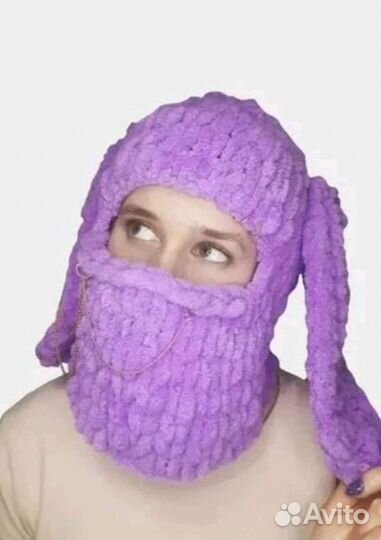 Балаклава вязаная с ушками