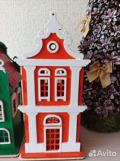 Новогодние домики для декора, ёлка, сани,дед мороз