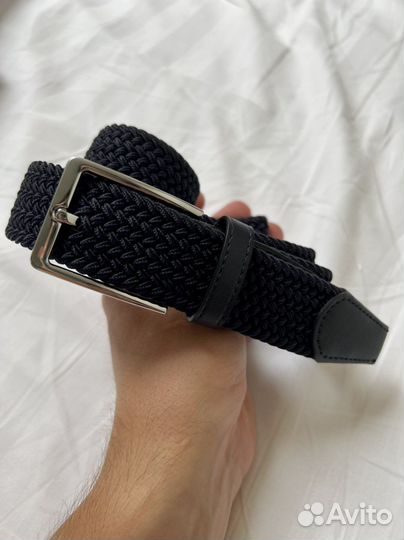 Ремень эластичный плетеный резинка кожаный