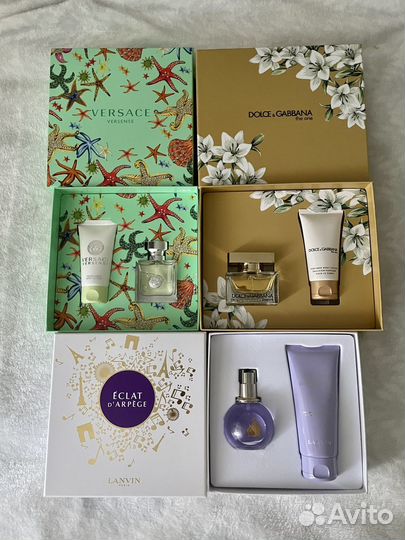 Наборы с парфюмом Versace, Dolce Gabbana, Lanvin