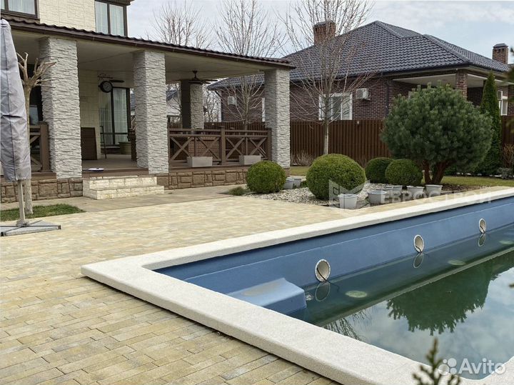 Тротуарная плитка, брусчатка, бордюры