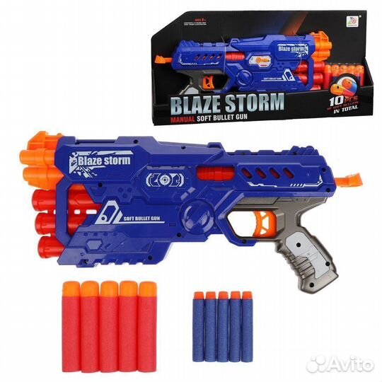 Бластер с мягкими пулями, в комплекте: м/пули 10шт