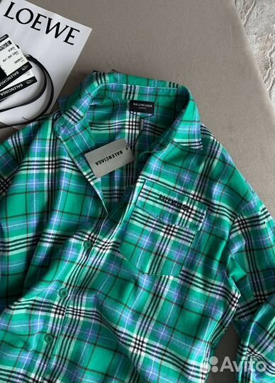 Рубашка в клетку оверсайз женская Balenciaga