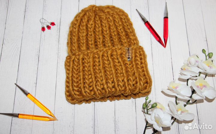 Шапка крупной вязки