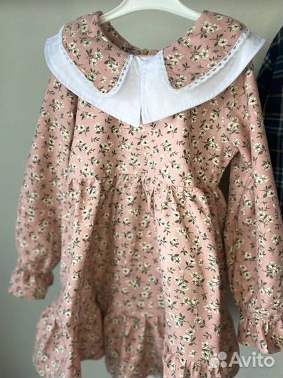 Платье детское розовое в цветочек