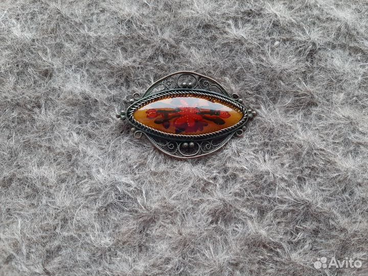 Брошь винтаж филигрань