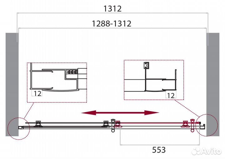 Душевая дверь BelBagno UNO-195-BF-1-130-CH-CR