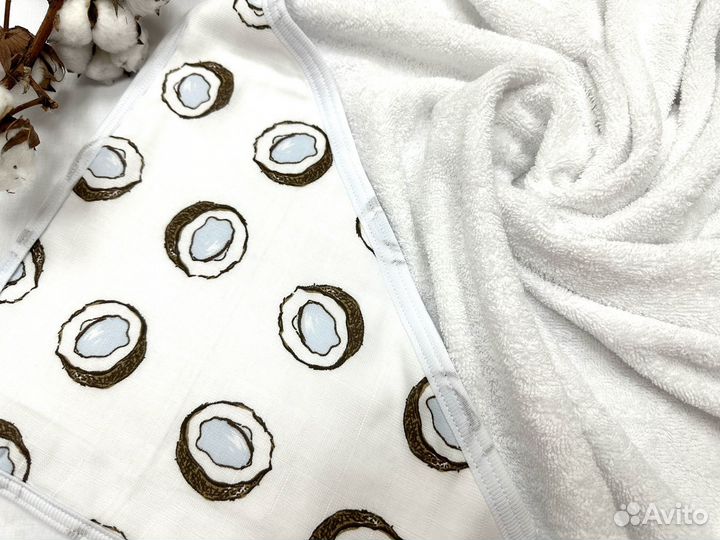 Детское махровое полотенце с муслином 110х110