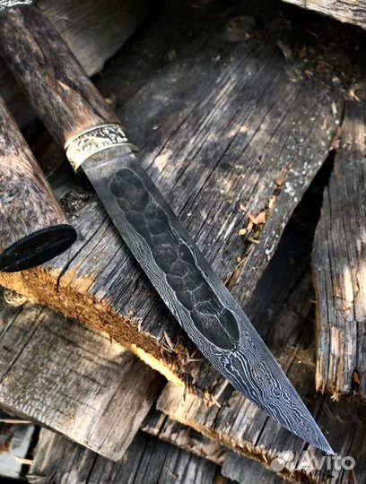 Якутский авторский нож в деревянных ножнах